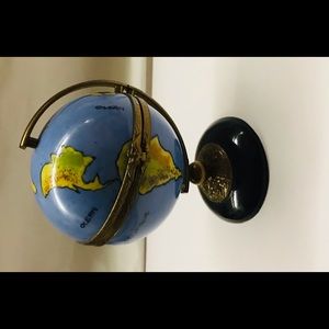 Limoges World Globe on Stand Gold Plated Hand Crafted Signed HF Original…